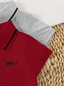 SHEIN Genkimix Kids 2-5件/套 新款婴儿幼儿夏季短袖polo衫 时尚婴幼儿服装套装，2套4件组合 - 彩色 - 查看 6