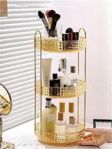 1 PC Large Capacity 360 Degree Rotating Adjustable DIY Plastic Simple Transparent Spinning Organizer Rack Bathroom Vanity Desktop Display Storage Shelf Multi-Scene Home Organization Countertop Decor - Multicolor - View 10