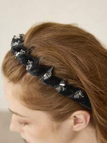 MOTF PREMIUM BLACK TWIST KNOT RHINESTONE HEADBAND - Black - View 2