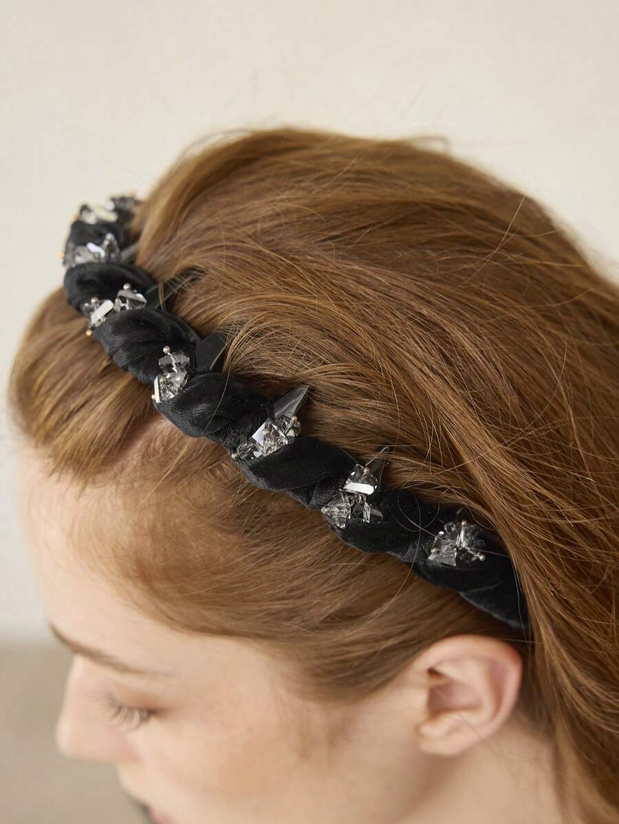 MOTF PREMIUM BLACK TWIST KNOT RHINESTONE HEADBAND - Black - View 2