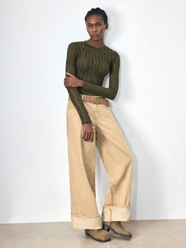 SHEIN Maija Women's Fashionable Sexy Hollow-Out Sheer Bodysuit Mesh Top Long Sleeve See Through Top Mesh Tops See Through Tops Khaki Top  St Patrick's Day Women Easter Summer Outfits Easter Dress Women Party Top Beach Dress Summer Holiday Outfits Each Vacation Outfits For Women  Summer Outfit For Women Going Out Outfits Graduation Graduation Outfit  Casual Dresses  Casual Blouses For Women