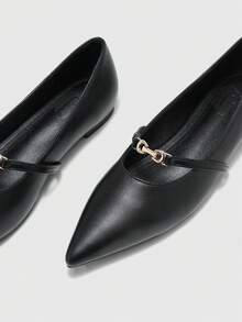 CUCCOO BIZCHIC Chaussures  enrobé noir mat à bout pointu confortables et sans laçage pour femmes, polyvalentes pour le travail et les déplacements - Noir - Voir 7