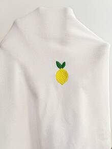 SHEIN 孕妇休闲柠檬刺绣短袖T恤，夏季 - 白色 - 查看 6