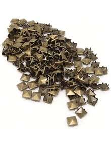 100个，金属尖钉方形铆钉朋克摇滚皮革工艺四爪铆钉，适用于衣服、鞋子、手镯 - 彩色 - 查看 1