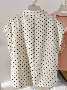 Franclia Women's Polka Dot Shirt With French Bow Tie Collar Design, Spring/Summer Elegant Women's Blouses - Apricot - View 2