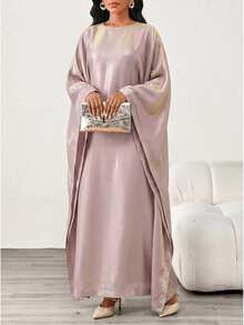 SHEIN Lady Women's Elegant Party Batwing Sleeve Dress - Pink - View 3