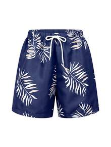 SHEIN Quần bơi/quần short đi biển cho bé trai tuổi teen, kiểu dáng thường ngày, đa năng, thoải mái, họa tiết thực vật phối hợp, có lớp lót rộng rãi, phù hợp cho mùa xuân/hè và các kỳ nghỉ biển. - Nhiều màu - Xem 3