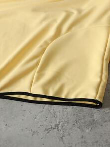 ROMWE MEN Street Life Men's Retro Color Block Quarter Zip Pullover Sweatshirt - Yellow - View 6
