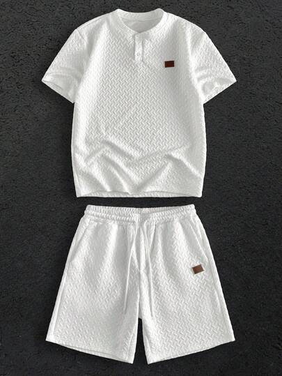 HIMLAND Men T-Shirt Co-Ords Multi-Piece Set  Daily Essential Wardrobe Staple Basic Style All-Match Style Go-To Piece Mix-And-Match Item Casual Versatile Style  Daily Essential Wardrobe Staple Basic Style All-Match Style Go-To Piece Mix-And-Match Item Casual Versatile Style Summer Wardrobe Essentials Casual Outfit Ideas Laid-Back Look Premium Textured Fabric