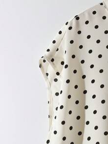 Franclia Women's Polka Dot Shirt With French Bow Tie Collar Design, Spring/Summer Elegant Women's Blouses - Apricot - View 4