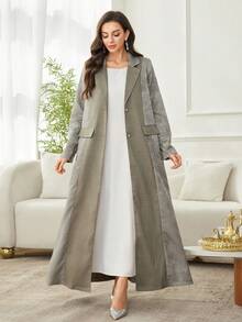 Al Najma Women's Elegant Minimalist Jacquard Long Robe Cardigan Abayas - Green - View 5