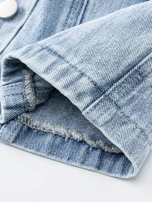 少女休闲牛仔裙，新款时尚简约百搭浅蓝色水洗牛仔迷你裙，女孩必备单品 - 藍色 - 查看 6