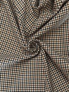 Roveilla Áo kiểu nữ tay dài dáng rộng, họa tiết kẻ caro cổ điển, phối bèo nhún, đính cúc ngọc trai, thích hợp cho mùa xuân/hè. - Cà phê nâu - Xem 9