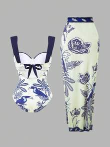 Swim Oasis 高级印花吊带泳衣配纱笼裙 - 彩色 - 查看 8