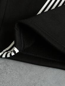 PAVTROS Men's Loose Fit Striped & Letter Print Pants - Black - View 6