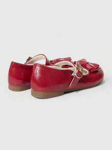 ROMWE Kawaii Giày lười da màu nâu, kiểu Mary Jane, có nơ, dành cho nữ, thích hợp làm quà Giáng sinh. - Rượu đỏ da sáng - Xem 4