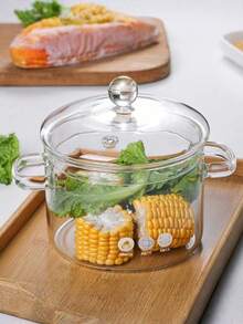 1pc Glass Pot, Health Pot, Thick Borosilicate Glass Stewing Pot For Stove Top, With Lid For Mulled Wine - Multicolor - View 5