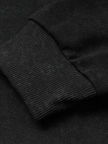 GymBeat Men's Faux Washed Spider Print Drop Shoulder Sweatshirt - Black - View 5