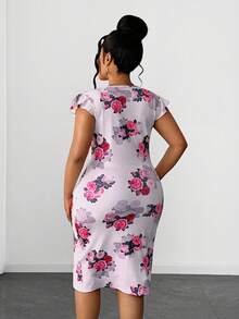 Maweii Đầm ngắn ôm sát dáng mùa hè in hoa dành cho nữ cỡ lớn, cổ chữ V chéo, viền bèo nhún, trang phục thanh lịch cho buổi hẹn hò, đầm dệt kim đi làm, trang phục thành thị thời trang, trang phục thường ngày thoải mái, đa năng, trang phục ngày lễ, Lễ Tạ ơn, tiệc năm mới, dịp trang trọng, sự kiện xã hội, tiệc chiêu đãi, trang phục công sở. - Nhiều màu - Xem 3