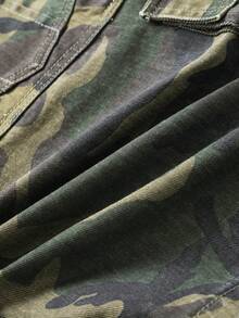 Manfinity Joysei Quần Short Jeans Cargo In Họa Tiết Rằn Ri Thường Ngày Cho Nam Mùa Hè, Quần Short Jeans In Họa Tiết Rằn Ri Cho Nam - xanh quân đội - Xem 7