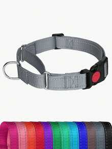 1件装 高强度反光尼龙马丁格尔犬项圈 防拉扯训练项圈 L码可调节 适用于小型、中型和大型犬 宠物训练装备 遛狗配件