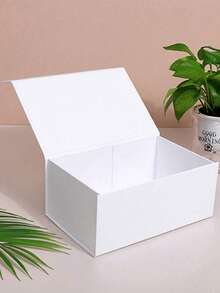 1pc White Gift Packaging With Magnetic Sealing Black Large Gift Box, Sturdy Paper Packaging With Lid, Suitable For Wedding Gifts, Christmas, Halloween, Birthdays And Other Occasions - White - View 4