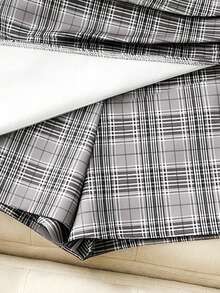Islaluna 女士新品：春、夏、秋季 - 优雅、浪漫、华丽 - 生日派对、晚宴、度假、日常穿着 - 优雅通勤 - 法式情人节 - 女士格子褶皱弹力拉链短裤 - 毕业季 - 节日 - 办公短裤 - 灰色 - 查看 5