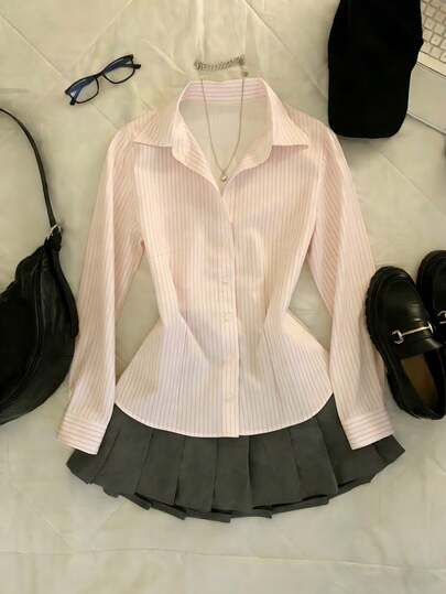 Glimmora 数码印花修身白色女式衬衫