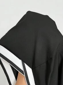 SHEIN Tall 黑白撞色拼接休闲深V腰线女式打底裤 - 黑色 - 查看 10