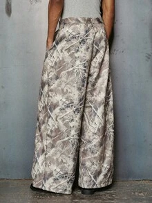 PAVTROS Men Fashionable Y2K Street Style Jungle All-Over Print Pants, Loose Printing Camouflage ,Must-Have Item, Fall - Brown - View 2