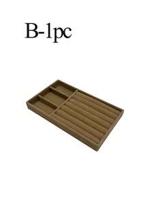 首饰托盘收纳盒，项链耳环戒指展示收纳盒，可堆叠首饰盒化妆品收纳盒，适用于耳环、项链、戒指、手链、吊坠、珍珠等饰品。 - 棕色 - 查看 6