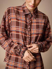 Maija Camisa de manga larga a cuadros casual para ir al trabajo, otoño - Multicolor - Ver 5