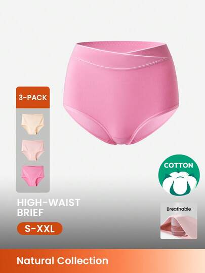 LUVLETTE 3-Pack Cotton High Waist Briefs Women Underwear Panties Set-Pastel Color