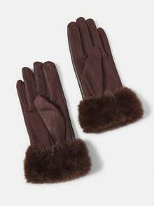 MOTF PREMIUM GUANTES DE CUERO DE CINCO DEDOS ACOLCHADOS Y CÁLIDOS EN COLOR CAQUI, PARA OTOÑO/INVIERNO - Marrón - Ver 4