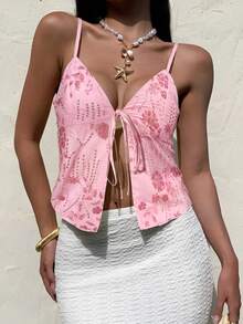 Serisse Camiseta de tirantes de mujer con bordado de lentejuelas, nueva para el verano - Rosa - Ver 6