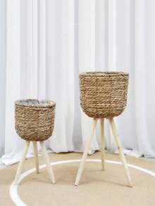 1. Giá để hoa tối giản, chậu trồng cây trầu bà đặt sàn cho phòng khách, kệ đựng đồ bằng gỗ đan lát sáng tạo cho ban công, chậu trồng cây sang trọng. - màu nâu - Xem 4