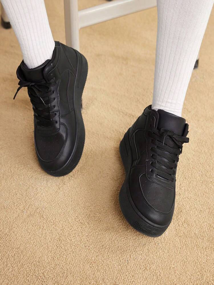 CUCCOO EASI Spring/Fashionable Thick-Soled Height-Increasing Women's Casual Shoes With Front Lace-Up, Waterproof Platform, White Color Sports Shoes Casual Shoes School Supplies Back To School Shoes For Women Sneakers Spring Shoes Easter Trainers Back To School For Christmas