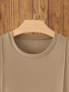 HIMLAND 男士休闲纹理面料短袖T恤 - 黑色 - 查看 3