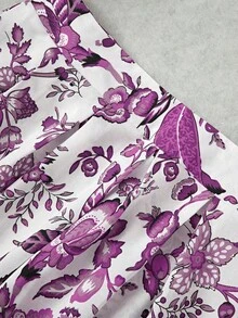 SHEIN Unity 女士休闲碎花褶裥半身裙 - 粉色 - 查看 5