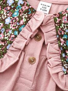 Babygirl Cute Floral Print Casual Vacation Peter Pan Collar Dress - Deep pink - View 7