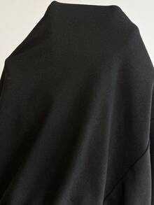 SHEIN 孕妇纯色可调节腰部开衩下摆休闲七分打底裤 - 黑色 - 查看 8