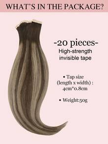 9AM Hair 20 CÁI Băng Dính Thẳng Trong 100% Tóc Người Nối Dài 14-24 inch 50G/Gói Cho Salon Tóc Người Remy Thật Chất Lượng Cao Tự Nhiên Băng Dính PU Vô Hình Liền Mạch Mềm Mượt - S4/26/4 - Xem 4
