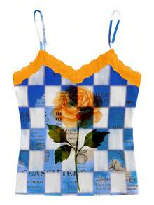 Y2Kool Maria Clara Maia 女士格子蓝天白云花卉性感吊带背心，适合秋季、春季、夏季、休闲、度假、派对、Y2K街头风等场合。 - 彩色 - 查看 2