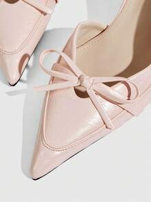 CUCCOO SZL Sepatu hak tinggi stiletto wanita berwarna pink dengan ujung runcing dan pita, gaya retro dan elegan, dapat digunakan untuk kencan, pesta, dan acara lainnya. - Berwarna merah muda - View 8