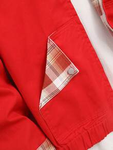 Manfinity Hypemode Men's Casual Patchwork Zipper Denim Jacket - Red - View 4