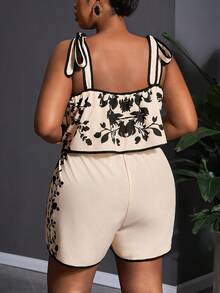 Veslaya 2025 Herbst & Winter Neuheiten, Damen Herbst/Winter Kleidung, Halloween, Musikfestival, Ostern, Westernstil, Nomadenstil, Geburtstagsfest, Abschluss, Studentenmode, Alltags Lässig, Urlaub, Kreuzfahrt, Strand, Sonnenbaden, Trendmode, Große Größen Damen Khaki Gerippte Textur Träger Jumpsuit mit Schwarz Kontrast - Aprikosenfarben - Übersicht 2