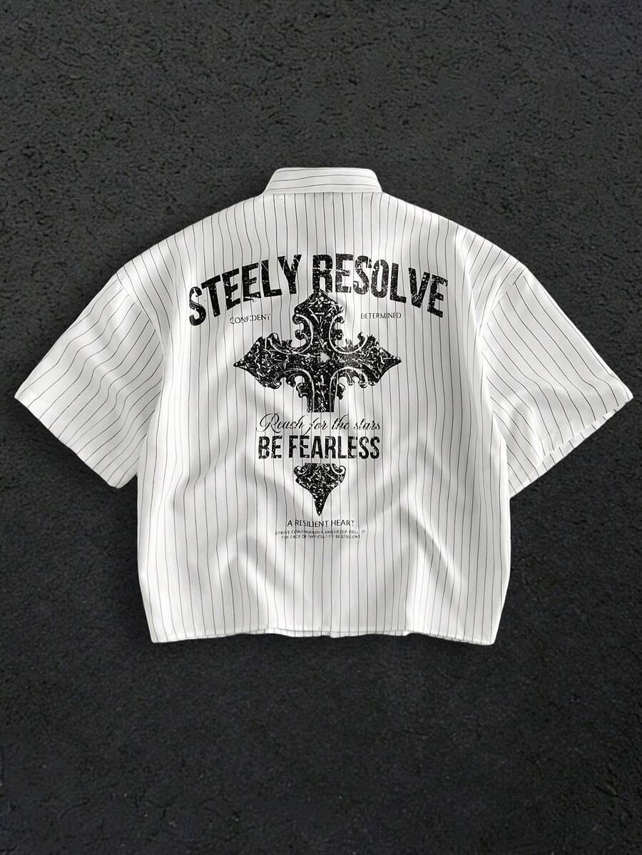 HIMLAND Men's Casual Woven Pocket Letter Embroidered Loose Short Sleeve Shirt Daily Essential Wardrobe Staple Basic Style All-Match Style Go-To Piece Mix-And-Match Item Casual Versatile Style  Premium Textured Fabric - Apricot - View 1