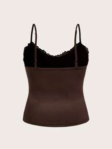 Áo camisole ren tương phản thanh lịch dành cho nữ cỡ lớn, phù hợp với dáng người đồng hồ cát và dáng người tròn trịa. - màu nâu - Xem 5