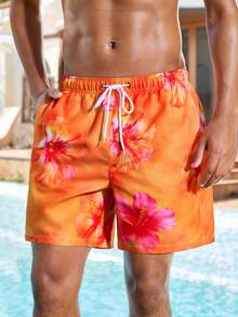 Manfinity VDAYZ Quần short đi biển nam in hoa, có dây rút ở eo và túi. - Nhiều màu - Xem 2