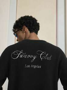 SWAVVY Fashionable Men's Drop Shoulder Long Sleeve Loose Casual Pullover Sweater Baggy Long Sleeve Shirt Magnified Men Long Sleeve Knit Mens Sweatshirts Mens Long Sleeve T-Shirts Men S Sweatshirts Men S Long Sleeve Tshirts - Black - View 2